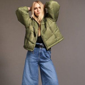 Zara WATER REPELLENT PUFFER JACKET LIGHT KHAKI